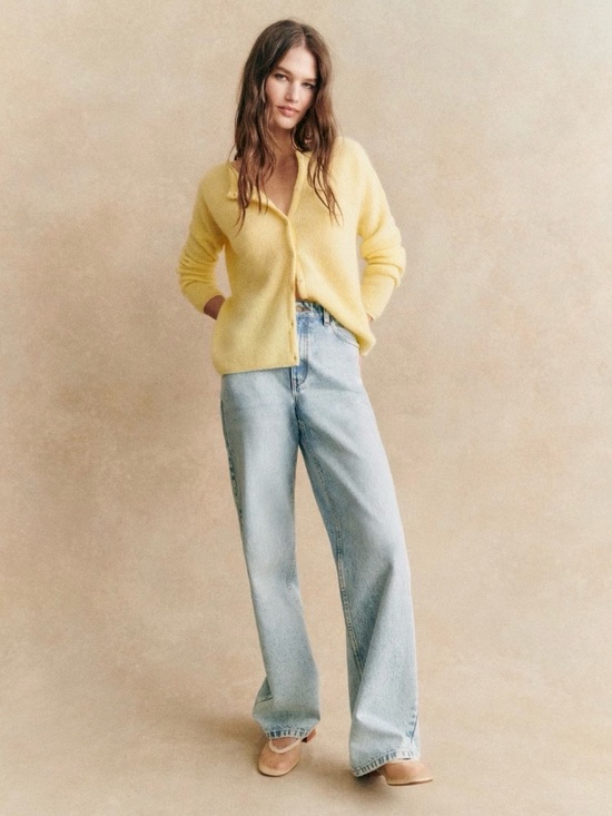 Sezane Sweaters - Sézane Gaspard Cardigan in Pastel Yellow
